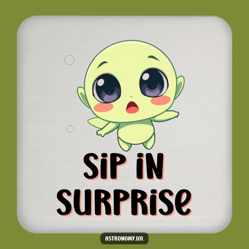 Funny Surprised Alien Floating Coaster - Protect Surfaces with Humor!