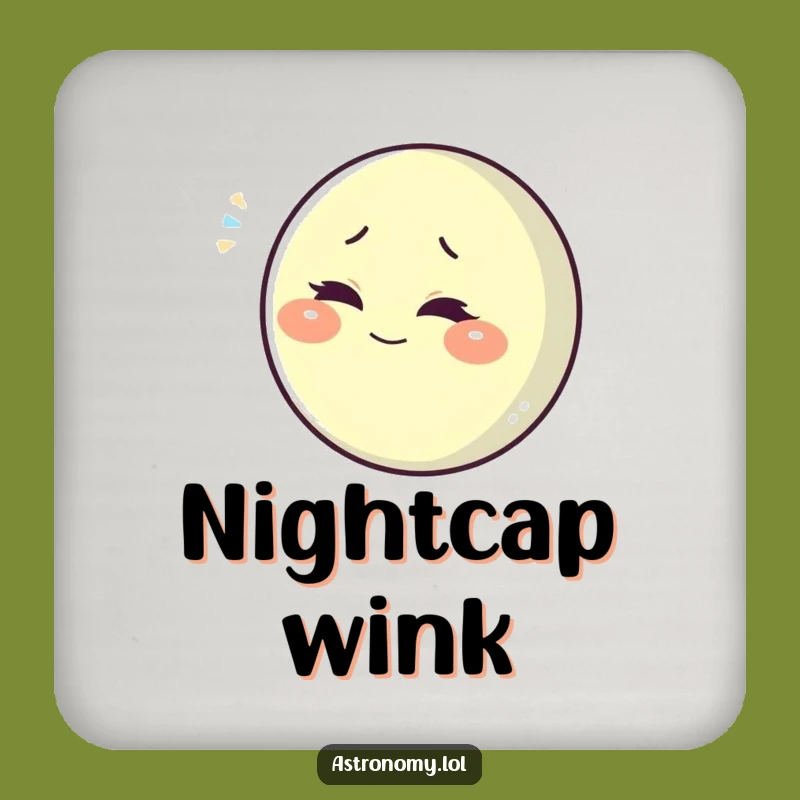 Funny Winking Moon Coaster: Playful Celestial Drink Protector Gift