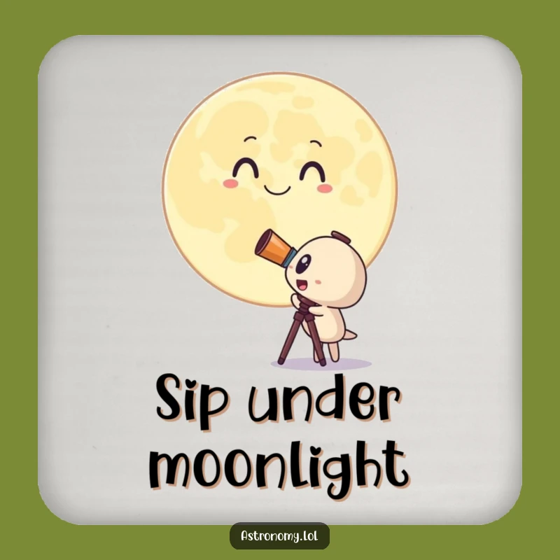 Funny Telescope Coaster: Surprised Moon Protection, Unique Gift