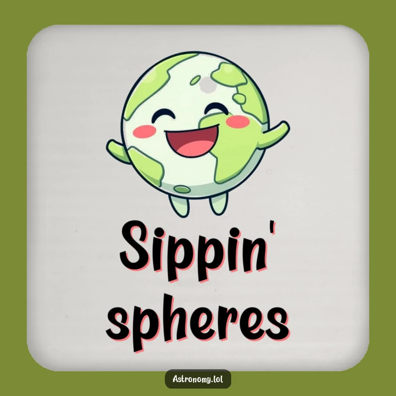 Funny Planet Grin Drink Coaster: Protect Surfaces with Cosmic Joy