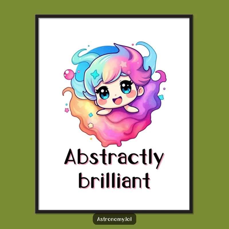 Vibrant Funny Nebula Poster, Swirling Colors, Delightful Galaxy Character Art