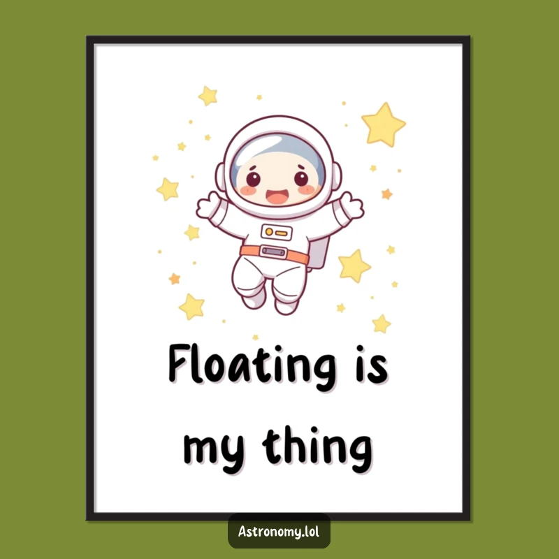 Funny Astronaut Poster: Joyful Starry Night Space Wall Art Gift