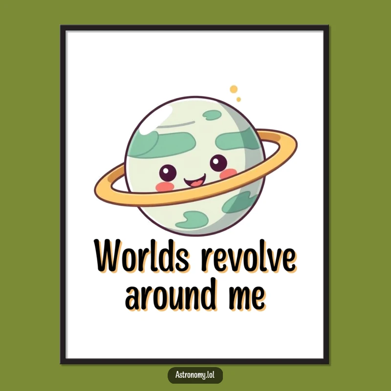 Funny Planet Poster: Playful Cosmic Rings Art Print, Unique Funny Gift