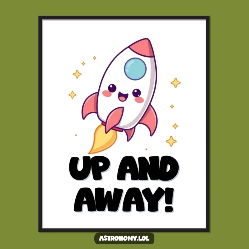 Funny Rocket Ship Poster: Blasting Off Art, Perfect Funny Gift Decor