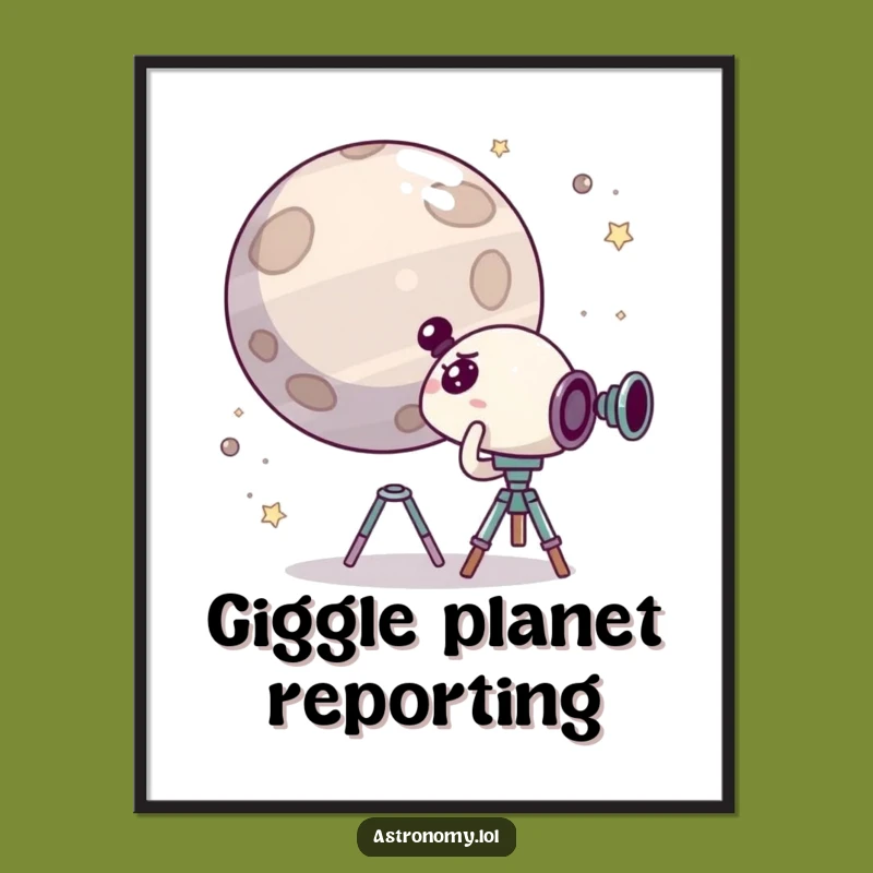 Funny Space Poster: Surprised Character Sees Giggle Planet, Humorous Wall Art Gift