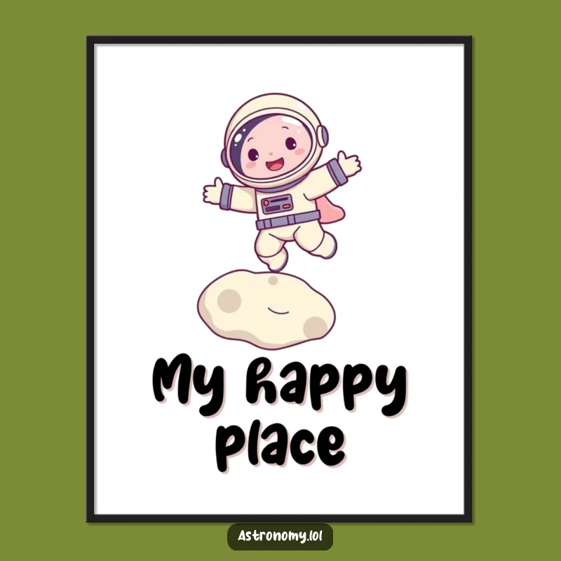 Funny Astronaut Bouncing on Moon Poster Amazing Space Decor Gift