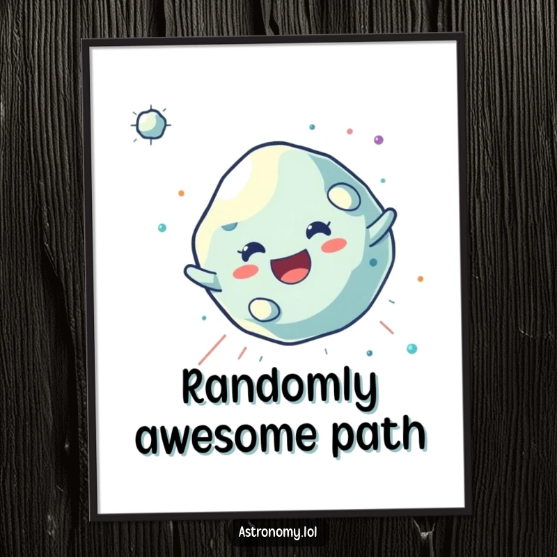 Funny Asteroid Poster featuring a joyful, tumbling character, adding whimsical cosmic decor and a sense of playful adventure.