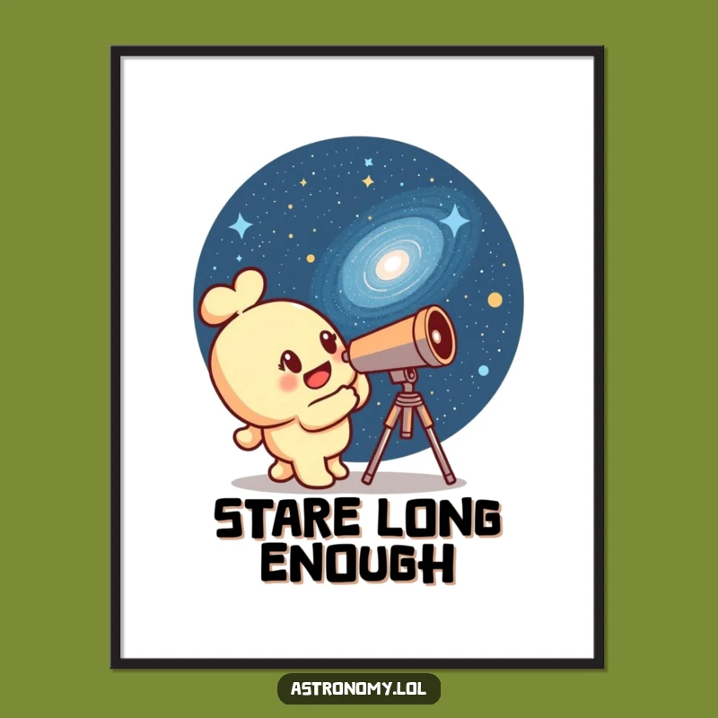 Funny Curious Telescope Poster - Enchanting Galaxy Peering Wall Art