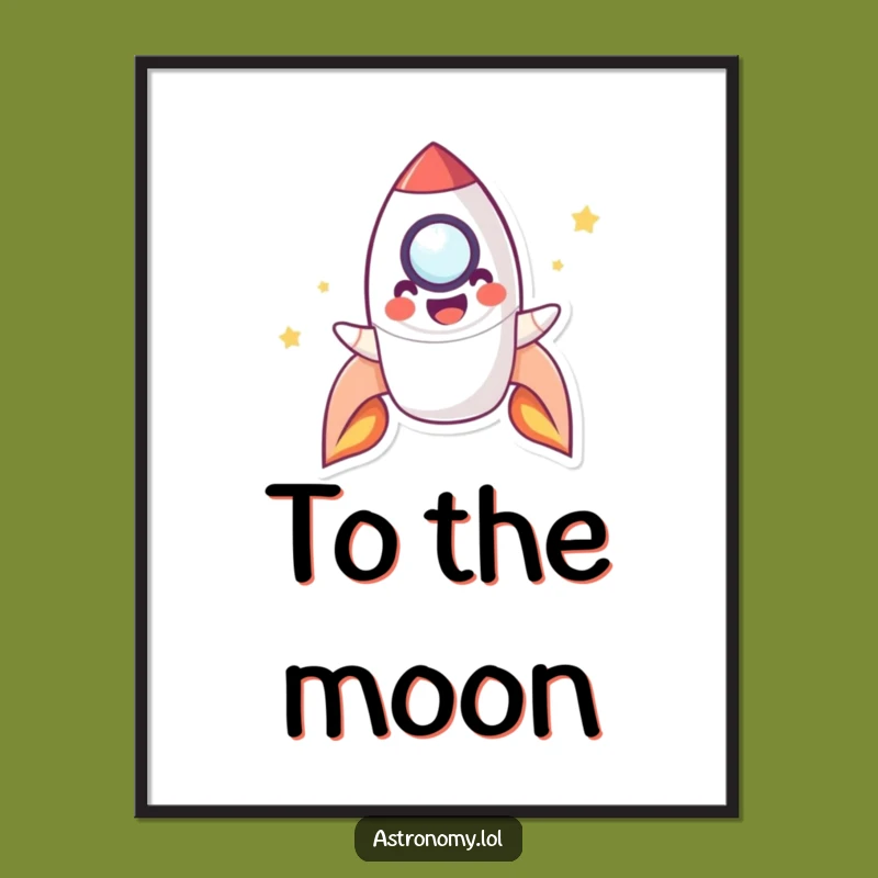 Funny Rocket Poster: Blasting Off Rocket Art Print, Exciting Funny Gift Decor