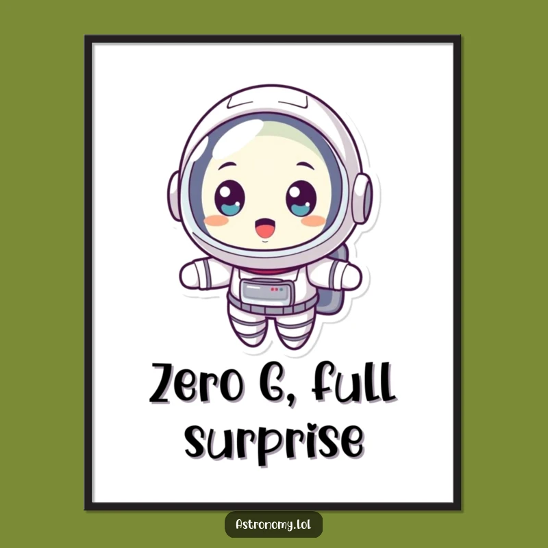 Funny Astronaut Poster, Wide-Eyed Wonder Art, Hilarious Sci-Fi Wall Decor!