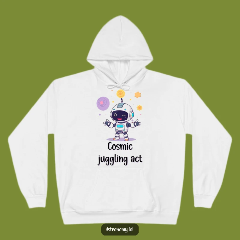 Cozy Funny Robot Juggling Galaxies Hoodie Tech Lover Gift