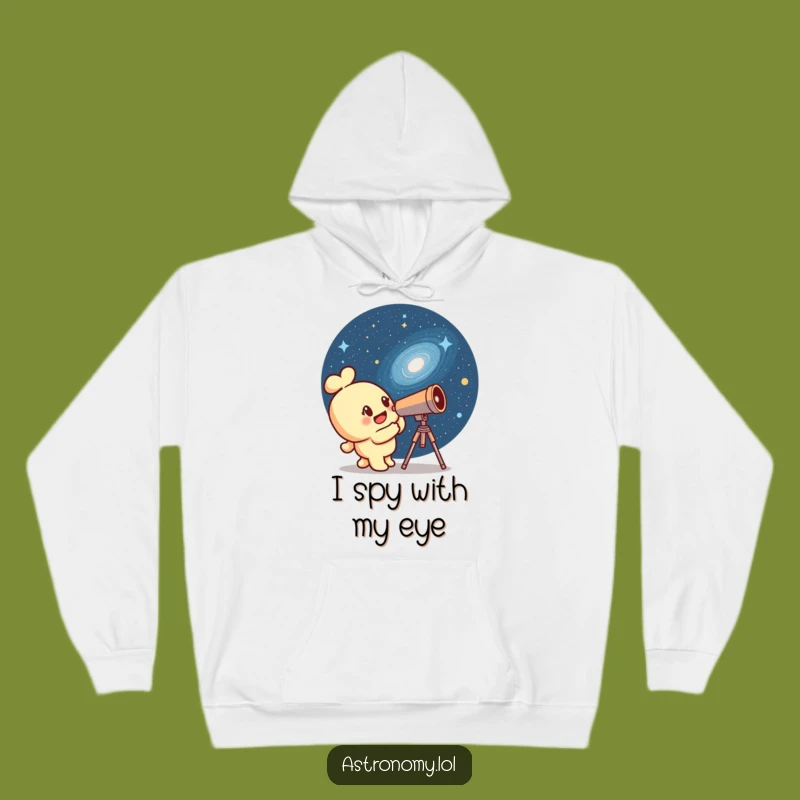 Funny Curious Telescope Hoodie - Cozy Galaxy Peering Apparel