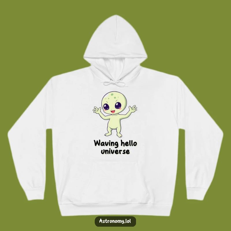 Funny Bouncing Alien Hoodie: Cozy Three-Armed Wave for Galactic Comfort