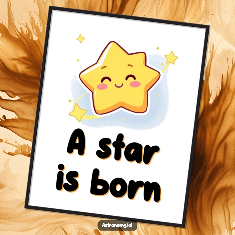 Funny Free Printable Wall Art: A smiling star character winking from a distant galaxy, creating a cheerful and inviting space scene.