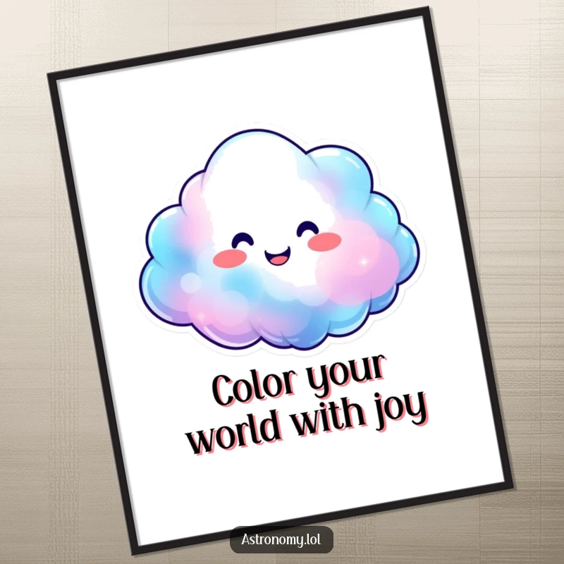 Funny Free Printable Nebula Wall Art featuring a smiling character expanding with happy colors, bringing cheerful cosmic beauty to decor.