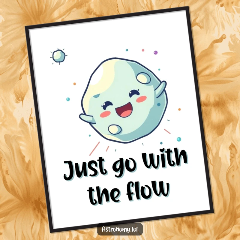 Funny Free Printable Wall Art: A joyful asteroid character tumbling through space, creating a sense of movement and cosmic fun.