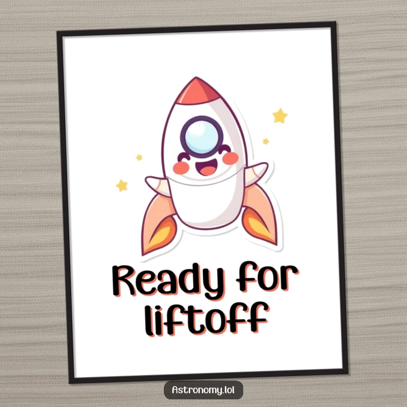 Funny Free Printable Wall Art featuring a playful rocket character blasting off with a smile, symbolizing ambition and fun.