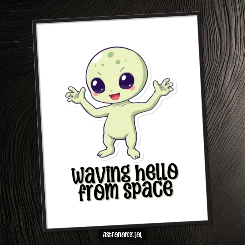 Free Printable Wall Art: An energetic, three-armed alien character bouncing with glee, bringing fun extraterrestrial vibes to your decor.