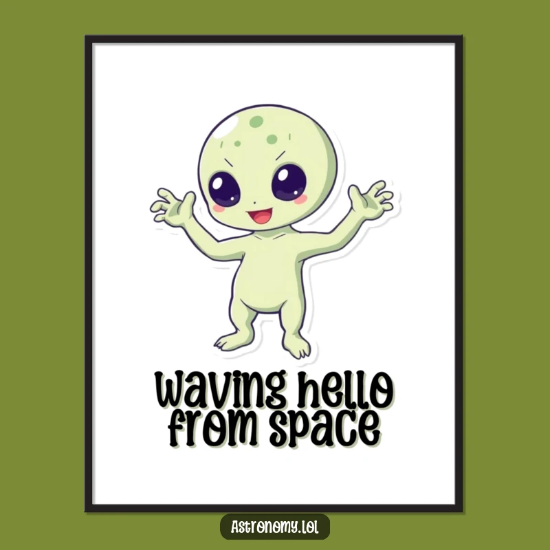 Free Printable Wall Art: Bouncing Alien Friend - Humorous Downloadable Decor
