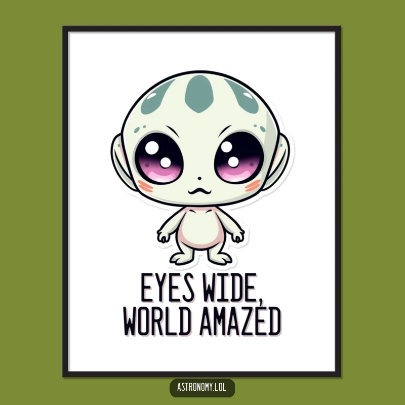 Funny Free Printable Wall Art: Surprised Alien Wide Eyes Wonder!