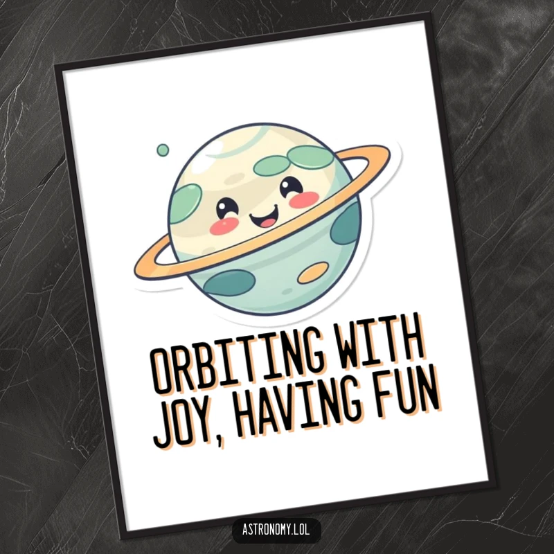 Funny Free Printable Wall Art: A cute planet character with a big smile spinning happily, adding joy to any room.