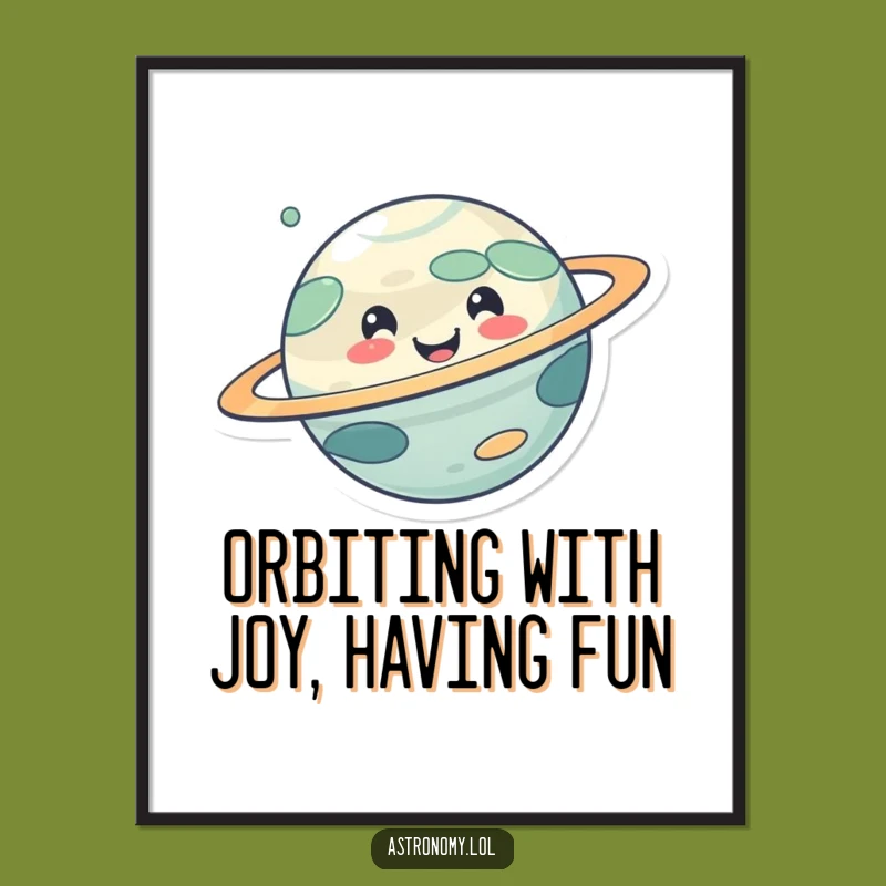 Free Printable Wall Art: Cute Smiling Planet Character, Whimsical Decor - Downloadable Art