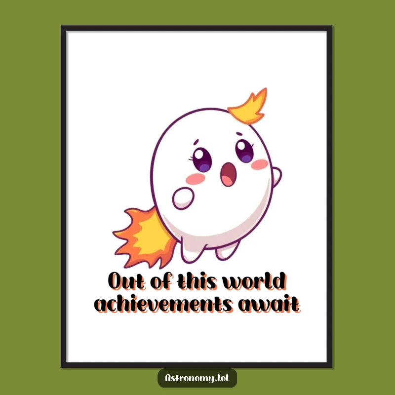 Free Printable Wall Art: Surprised Comet Character, Funny Outer Space Downloadable Art