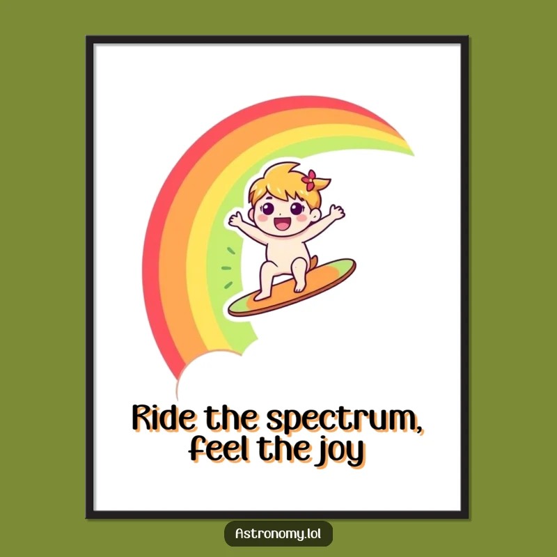 Free Printable Wall Art: Funny Rainbow Surfer Rides High
