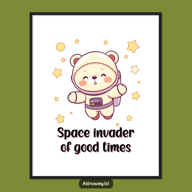Free Printable Astronaut Bear Cub Wall Art - Funny Space Downloadable Decor!