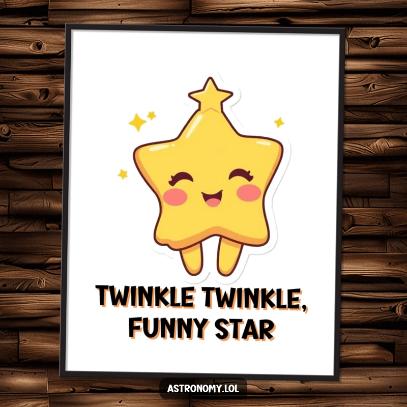 Funny Free Printable Wall Art: Playful little star character twinkling with mischievous joy, adding a humorous shine.