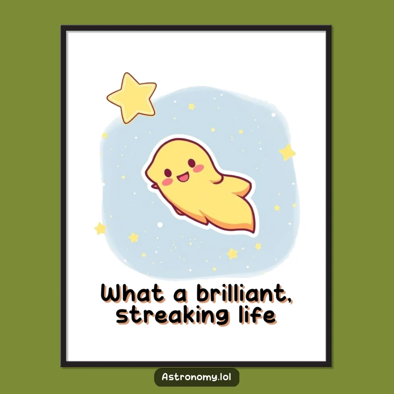 Funny Free Printable Wall Art: Happy Comet Streaking, Downloadable Decor for a Cosmic Vibe