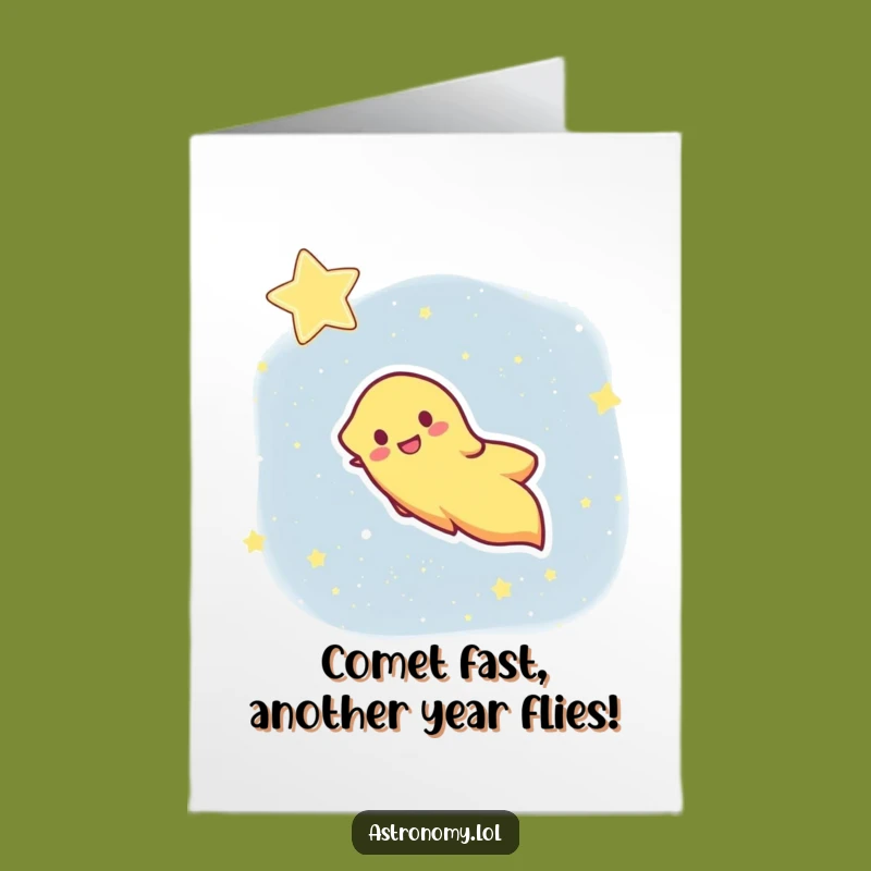 Free Printable Birthday Card: Happy Comet Streaking, Funny Downloadable Gift for a Blast of Fun