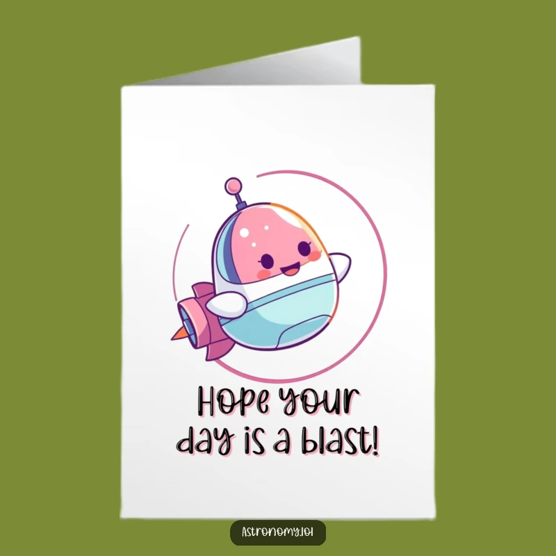 Free Printable Birthday Card: Cheerful Spaceship Loop, Funny Downloadable Party Gift