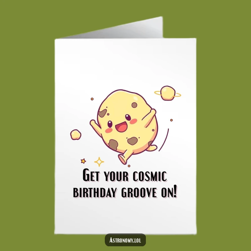 Free Printable Birthday Card: Funny Asteroid Cartwheel Downloadable Gift for Cosmic Fun