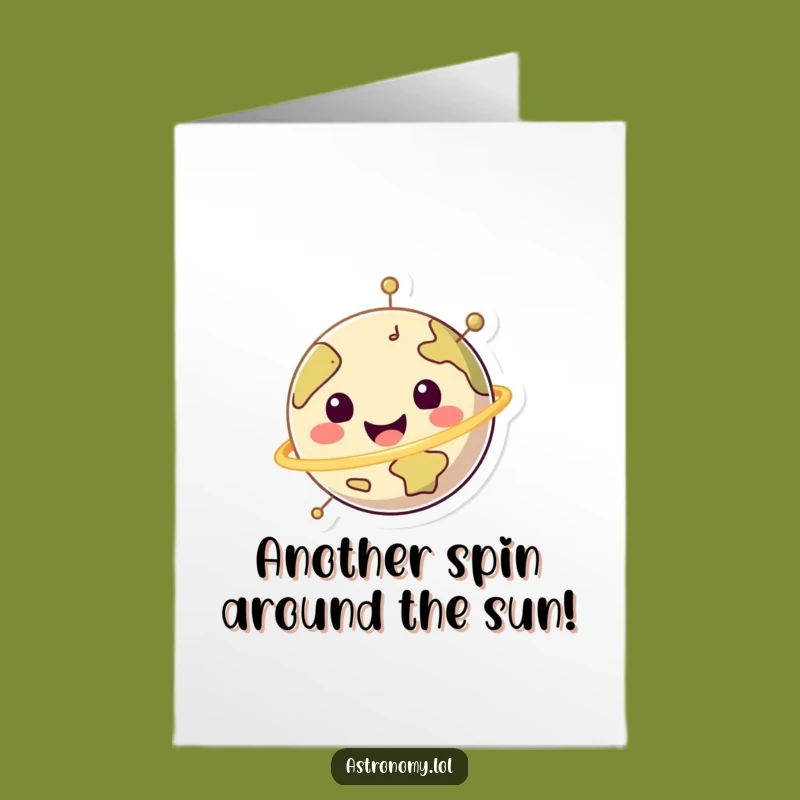 Free Printable Birthday Card: Happy Spinning Planet Funny Downloadable Gift