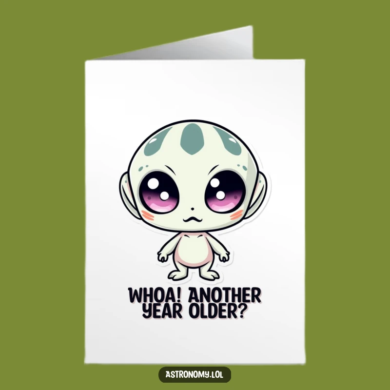 Free Printable Birthday Card: Surprised Alien Wide Eyes Fun!