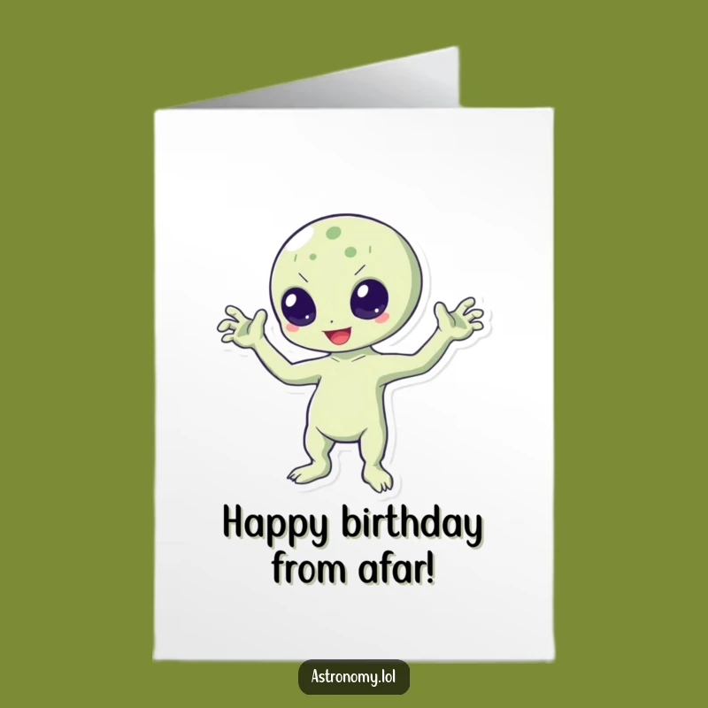 Funny Free Printable Birthday Card: Bouncing Alien - Humorous Three-Armed Downloadable