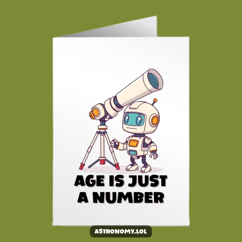 Funny Free Printable Birthday Card: Robot & Telescope - Big Wishes Inside