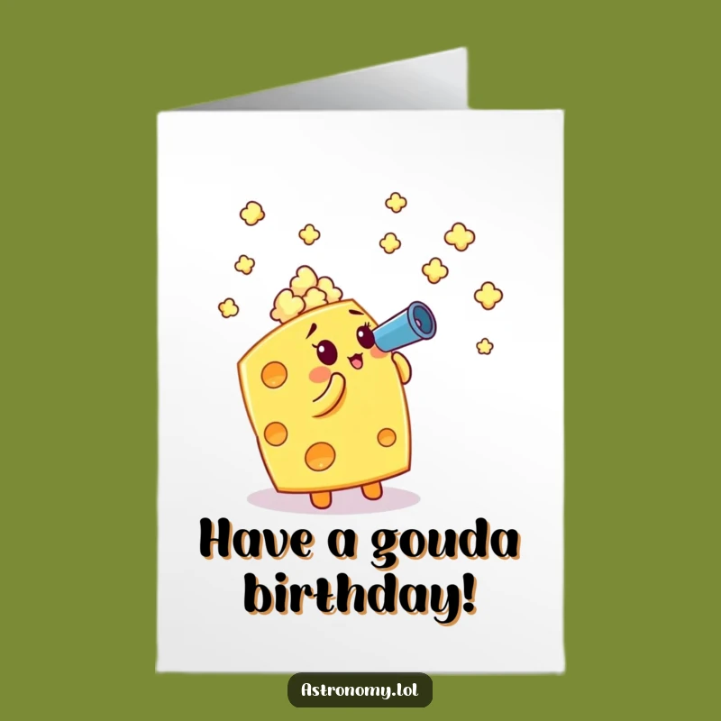 Free Printable Funny Birthday Card: Cheese Cube Telescope - Cheesy Downloadable Gift