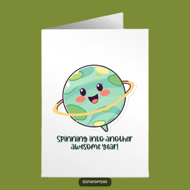 Free Printable Birthday Card: Cheerful Planet Spinning Fun!