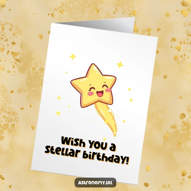 Funny Free Printable Birthday Card: A joyful shooting star leaving a sparkly trail across the night sky.