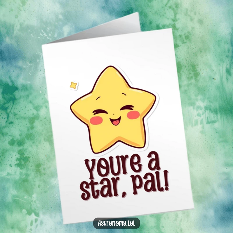 Funny Free Printable Congratulations Card showing a giggling star character winking conspiratorially, celebrating a secret success.