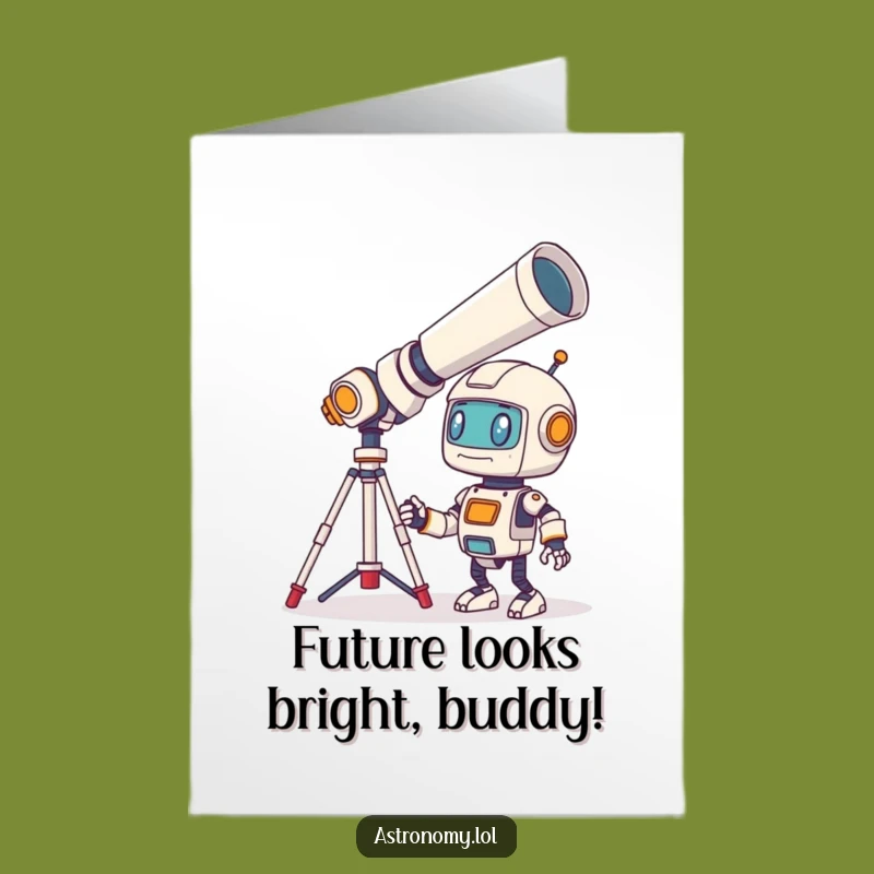 Surprised Free Printable Congratulations Card: Robot Telescope - Amazing News!