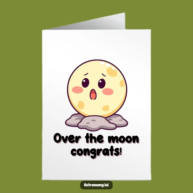 Free Printable Congrats Card: Surprised Moon, Shocking Downloadable Gift