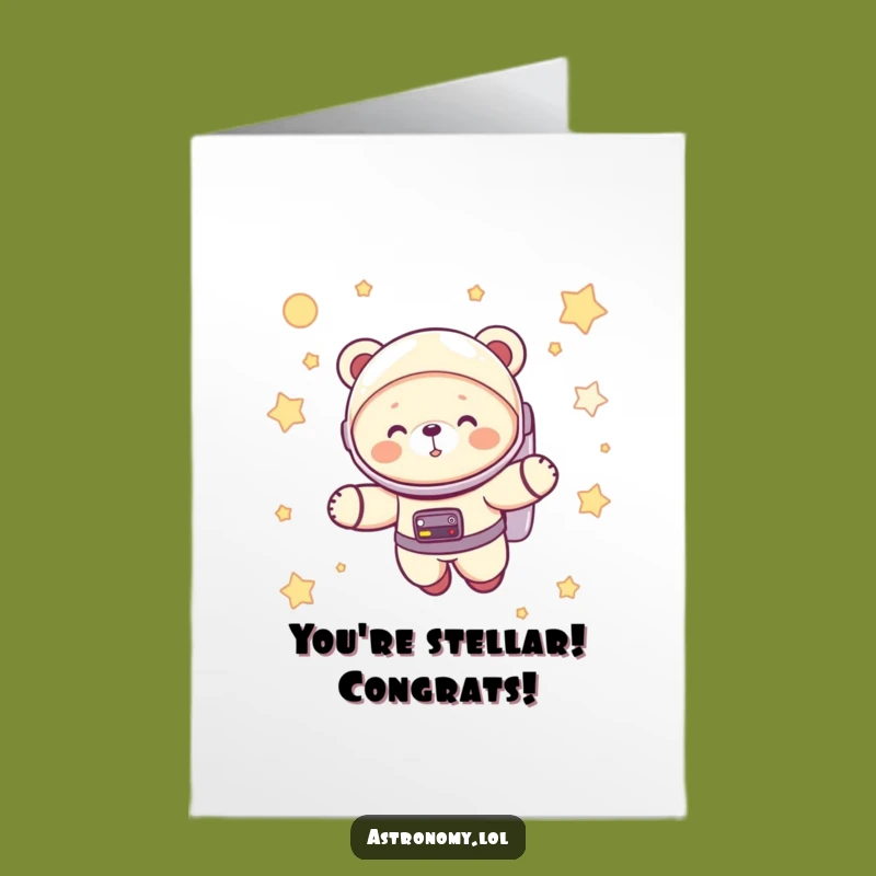 Free Printable Astronaut Bear Cub Congrats Card - Hilarious Starry Downloadable Gift!