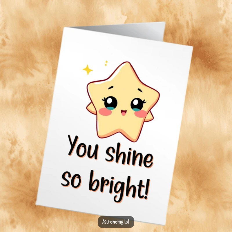 Funny Free Printable Congratulations Card: A curious star character twinkles with playful wonder, celebrating your amazing accomplishment.