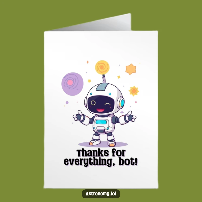 Free Printable Robot Thank You Card: Galaxy Juggling Thanks Downloadable