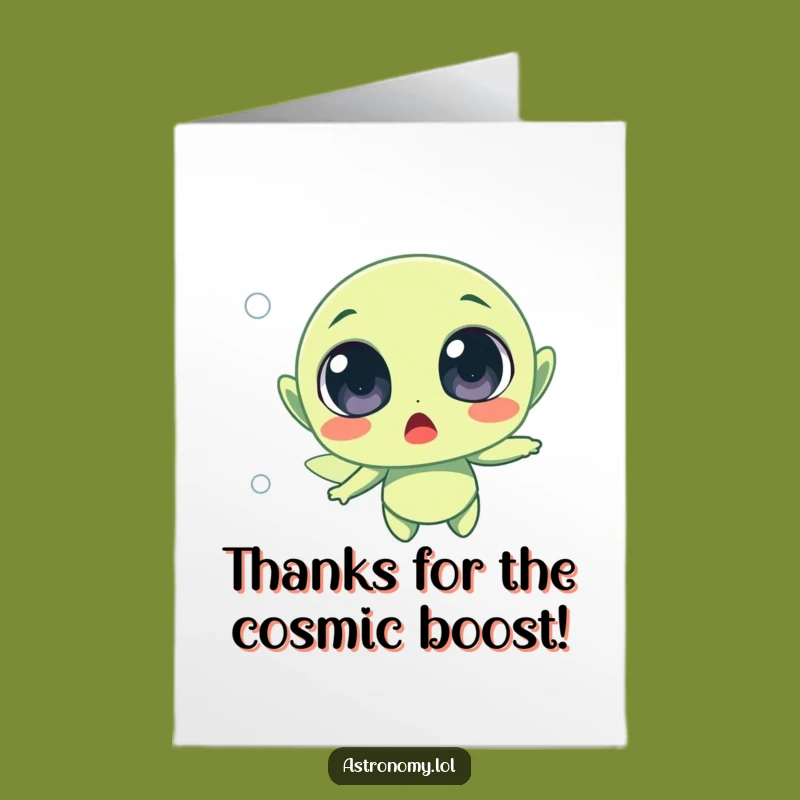 Free Printable Surprised Alien Thank You Card: Funny Downloadable Gift