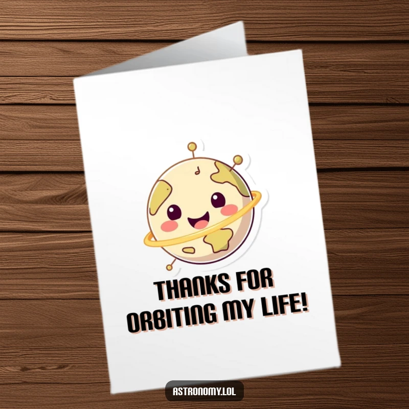 Funny Free Printable Thank You Card: A happy planet character spinning cheerfully, a delightful way to express thanks.