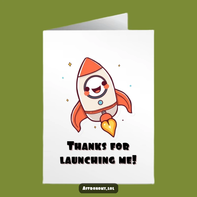 Free Printable Thank You Card: Rocket Ship Blast Off, Funny Downloadable Gift for Enthusiastic Gratitude
